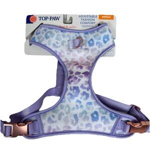 Top Paw Adjustable Fashion Comfort Dog Harness (M) & 30 ft double ended tie out